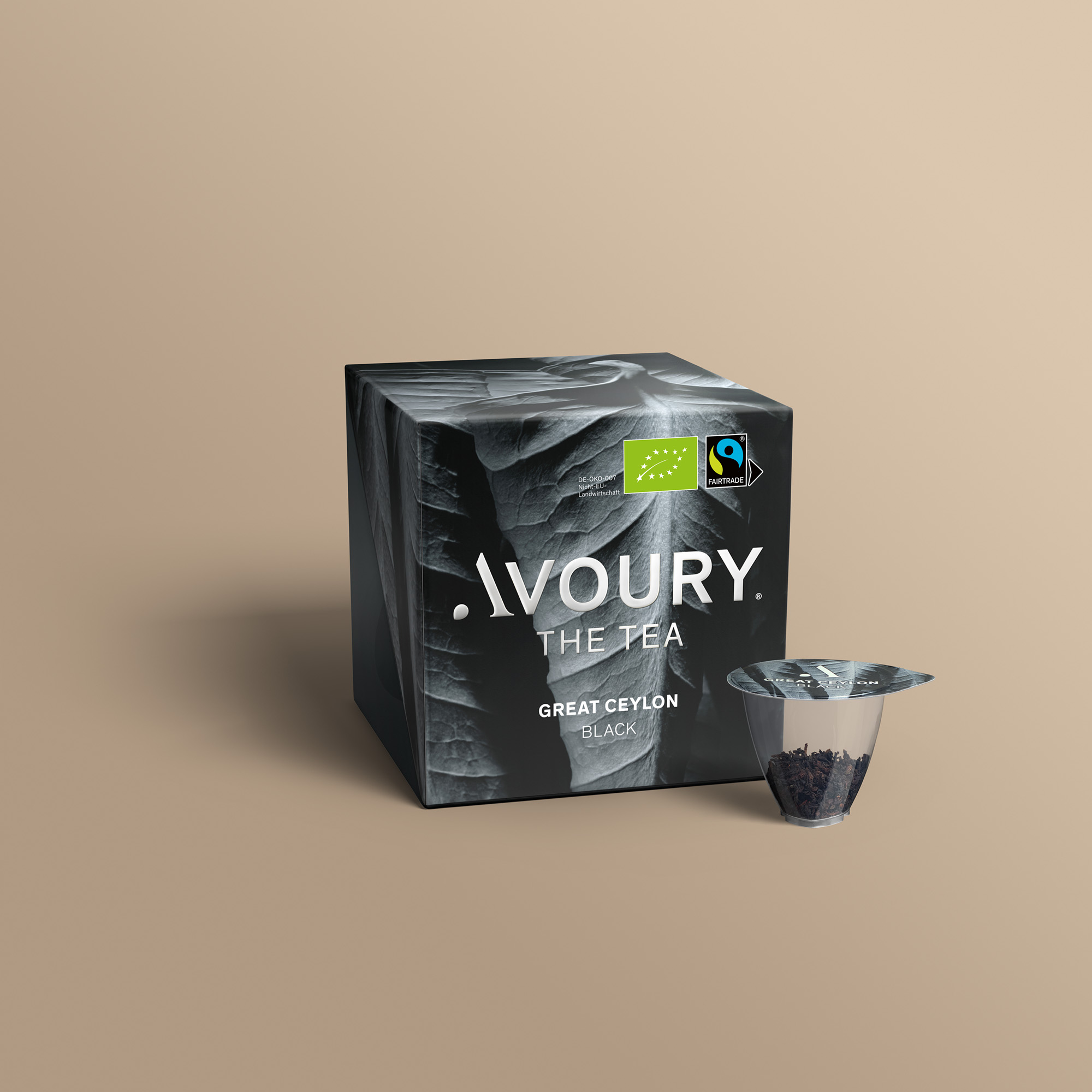 Great Ceylon Schwarzer Tee von Avoury als 3D-Ansicht mit Kapsel